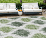 8' X 10' Fern Green And Ivory Ikat Washable Indoor Outdoor Area Rug