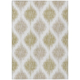 5' X 8' Gold Ivory And Beige Ikat Washable Indoor Outdoor Area Rug