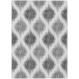 8' X 10' Gray Ivory And Charcoal Ikat Washable Indoor Outdoor Area Rug