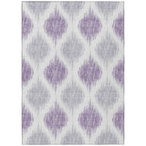 5' X 8' Lavender Purple And Ivory Ikat Washable Indoor Outdoor Area Rug