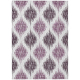 8' X 10' Purple Plum And Ivory Ikat Washable Indoor Outdoor Area Rug