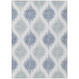 5' X 8' Sky Blue Ivory And Denim Blue Ikat Washable Indoor Outdoor Area Rug