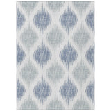8' X 10' Sky Blue Ivory And Denim Blue Ikat Washable Indoor Outdoor Area Rug