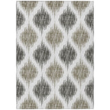 3' X 5' Taupe Ivory And Brown Ikat Washable Indoor Outdoor Area Rug