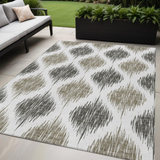 5' X 8' Taupe Ivory And Brown Ikat Washable Indoor Outdoor Area Rug
