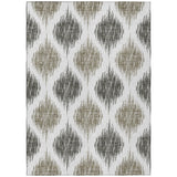 5' X 8' Taupe Ivory And Brown Ikat Washable Indoor Outdoor Area Rug