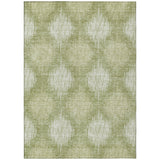 8' X 10' Artichoke Green And Fern Green Ikat Washable Indoor Outdoor Area Rug