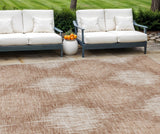 8' X 10' Coral And Terra Cotta Ikat Washable Indoor Outdoor Area Rug