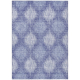5' X 8' Denim Blue And Sky Blue Ikat Washable Indoor Outdoor Area Rug