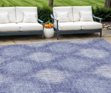 8' X 10' Denim Blue And Sky Blue Ikat Washable Indoor Outdoor Area Rug