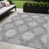 5' X 8' Gray Silver And Charcoal Ikat Washable Indoor Outdoor Area Rug