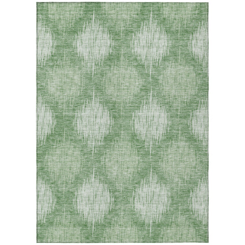 8' X 10' Mint Green And Fern Green Ikat Washable Indoor Outdoor Area Rug