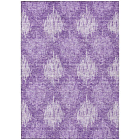 3' X 5' Plum Purple And Lavender Ikat Washable Indoor Outdoor Area Rug