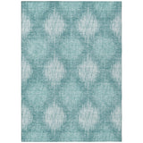 5' X 8' Teal Blue And Mint Green Ikat Washable Indoor Outdoor Area Rug