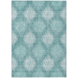 8' X 10' Teal Blue And Mint Green Ikat Washable Indoor Outdoor Area Rug