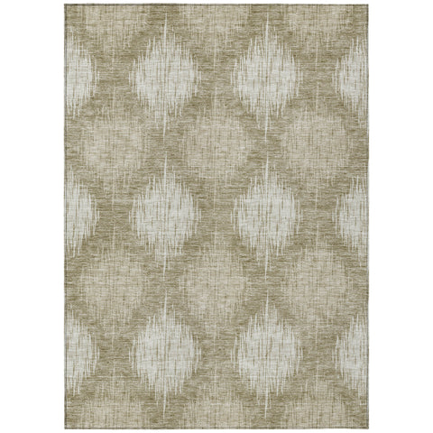 3' X 5' Taupe And Beige Ikat Washable Indoor Outdoor Area Rug