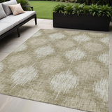 5' X 8' Taupe And Beige Ikat Washable Indoor Outdoor Area Rug
