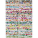 3' X 5' Green Ivory And Purple Striped Washable Indoor Outdoor Area Rug