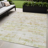 5' X 8' Gold Beige And Tan Striped Washable Indoor Outdoor Area Rug