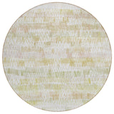 8' Gold Beige And Tan Round Striped Washable Indoor Outdoor Area Rug