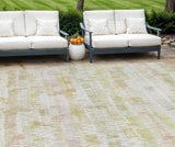 8' X 10' Gold Beige And Tan Striped Washable Indoor Outdoor Area Rug