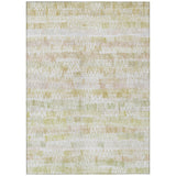 8' X 10' Gold Beige And Tan Striped Washable Indoor Outdoor Area Rug