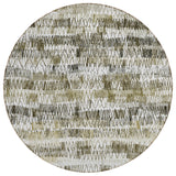 8' Taupe Beige And Tan Round Striped Washable Indoor Outdoor Area Rug
