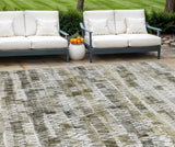8' X 10' Taupe Beige And Tan Striped Washable Indoor Outdoor Area Rug