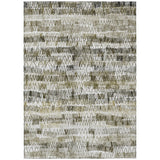 8' X 10' Taupe Beige And Tan Striped Washable Indoor Outdoor Area Rug