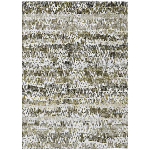 8' X 10' Taupe Beige And Tan Striped Washable Indoor Outdoor Area Rug
