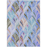 3' X 5' Blue Brown And Purple Geometric Washable Indoor Outdoor Area Rug