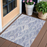 3' X 5' Denim Blue And Sky Blue Geometric Washable Indoor Outdoor Area Rug