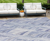 8' X 10' Denim Blue And Sky Blue Geometric Washable Indoor Outdoor Area Rug