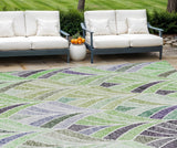 8' X 10' Artichoke Green And Mint Green Geometric Washable Indoor Outdoor Area Rug