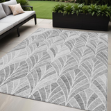 5' X 8' Gray Charcoal And Ivory Geometric Washable Indoor Outdoor Area Rug