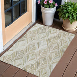 3' X 5' Khaki Tan And Beige Geometric Washable Indoor Outdoor Area Rug