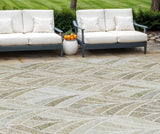 8' X 10' Khaki Tan And Beige Geometric Washable Indoor Outdoor Area Rug