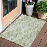 3' X 5' Sage Artichoke Green And Mint Green Geometric Washable Indoor Outdoor Area Rug