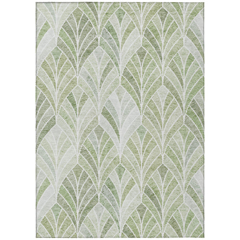 3' X 5' Sage Artichoke Green And Mint Green Geometric Washable Indoor Outdoor Area Rug