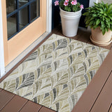 3' X 5' Taupe Ivory And Brown Geometric Washable Indoor Outdoor Area Rug