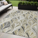 5' X 8' Taupe Ivory And Brown Geometric Washable Indoor Outdoor Area Rug