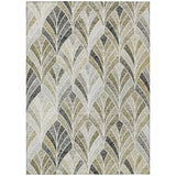 5' X 8' Taupe Ivory And Brown Geometric Washable Indoor Outdoor Area Rug