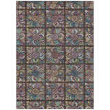 8' X 10' Chocolate Purple And Teal Blue Medallion Washable Indoor Outdoor Area Rug