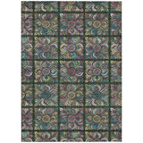 8' X 10' Fern Green Purple And Teal Blue Medallion Washable Indoor Outdoor Area Rug