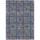 8' X 10' Navy Blue Purple And Teal Blue Medallion Washable Indoor Outdoor Area Rug
