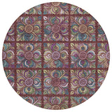 8' Orange Purple And Teal Blue Round Medallion Washable Indoor Outdoor Area Rug