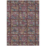8' X 10' Orange Purple And Teal Blue Medallion Washable Indoor Outdoor Area Rug