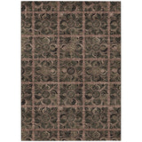3' X 5' Orange Copper And Charcoal Medallion Washable Indoor Outdoor Area Rug