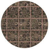 8' Orange Copper And Charcoal Round Medallion Washable Indoor Outdoor Area Rug