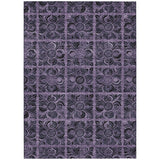 5' X 8' Purple Plum And Charcoal Medallion Washable Indoor Outdoor Area Rug